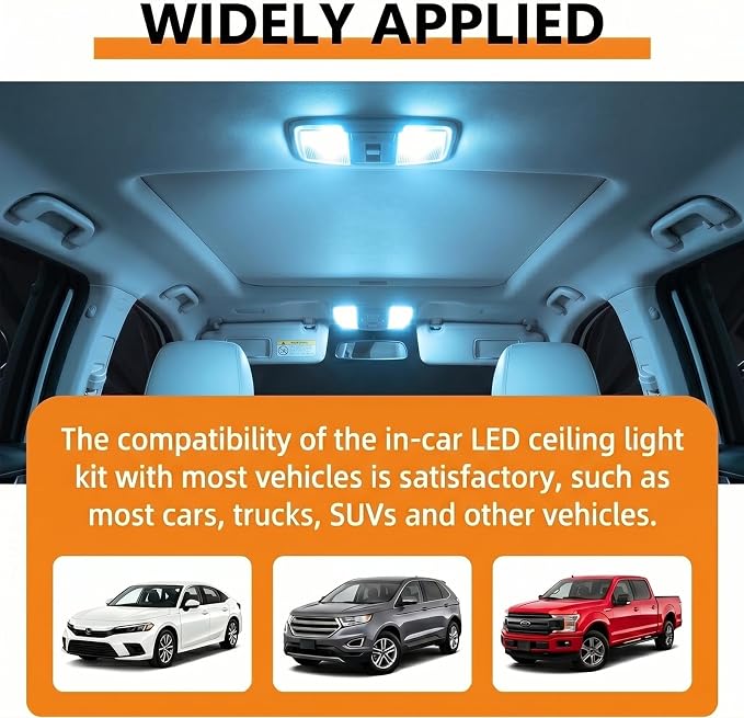 24PCS Car LED Interior Light Kit, T10 31mm 41mm LED Dome Light Bulb Set Replacement for Map License Plate Door Side Marker Cornering and Trunk Interior Lighting, Fits Most Cars(Ice Blue)