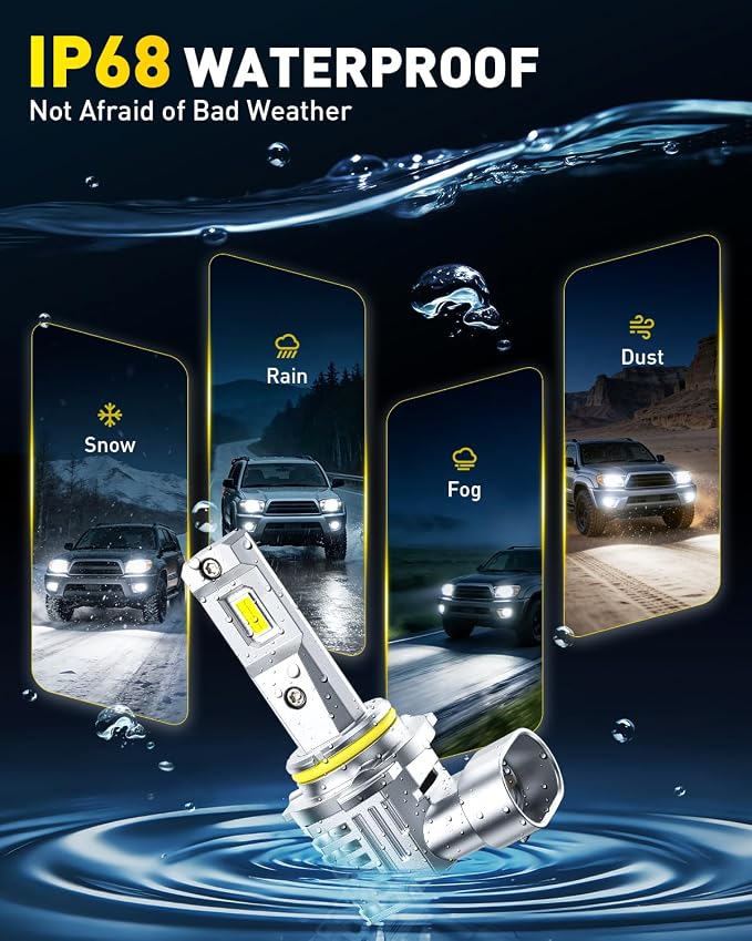 AUXITO 9005 and H11 Light Bulbs, 60000LM 6500K White 2000% Brighter, 9005/HB3/HB3u & H11/H9/H8 Fog Light Replacement, Pack of 4