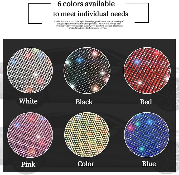 Bling Kick Mats for Car Seats with Pockets – Crystal Diamond Protectors for Girls & Women, Easy-to-Install Backseat Kick Mats with Storage & Sparkling Rhinestones Pink 2pcs