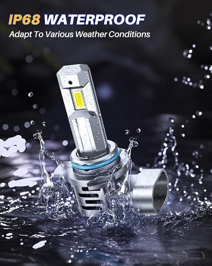 AUTOONE 9012 Led Bulbs, 50,000LM with Cooling Fan, HIR2 Powersport Fog Lamp, IP68 Waterproof, Quick Installation, Pack of 2