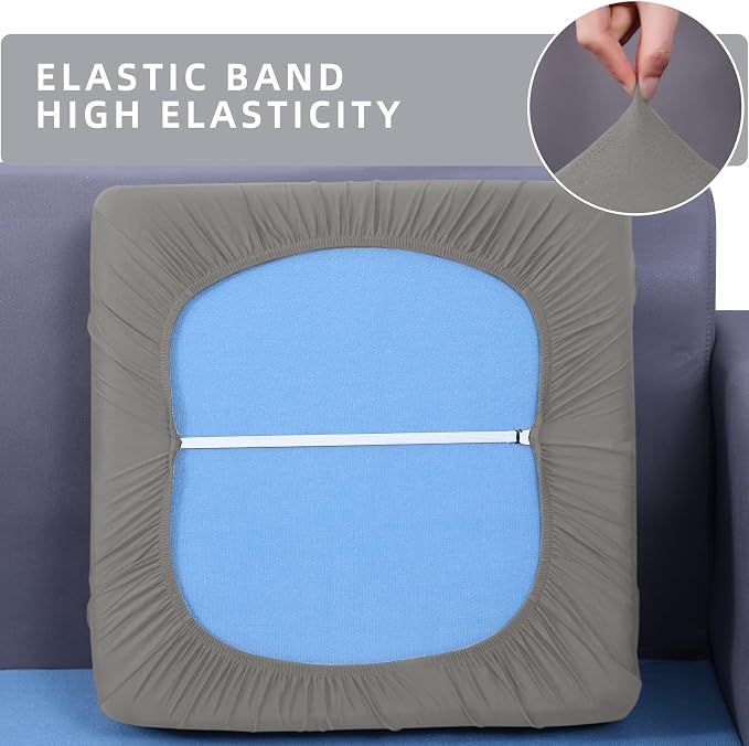 hyha Waterproof Couch Cushion Covers, Stretch Sofa Couch Seat Slipcover for Dog Washable, Non-Slip Waterproof Outdoor Cushion Covers for Patio Furniture Replacement (1 Piece for Small, Khaki)
