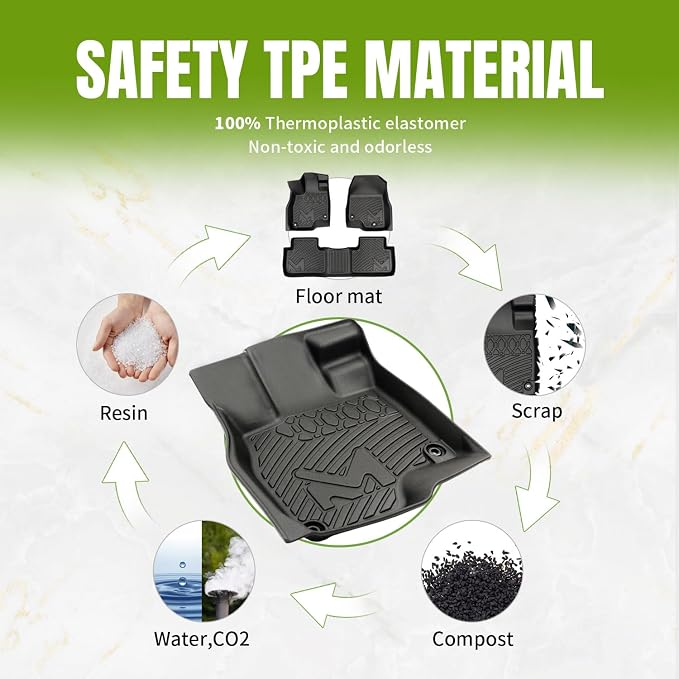 TPE Automotive Floor Mats & Cargo Liner Custom for 2024-2026 Chevy (Chevrolet) Trax & Buick Envista, All Weather Cover Protection Waterproof Black Floor Liner Front & Rear Row Full Set Car Mats, 4PCS