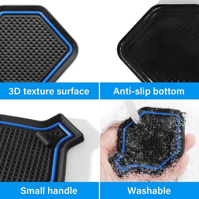 for Jetta Accessories 2026 2025 2024-2019 Cup Holder Protector Inserts Liners Mat Pad Anti Dust Coasters Non-Slip Mat Car Interior Decoration (Blue Trim,4pcs/Set)