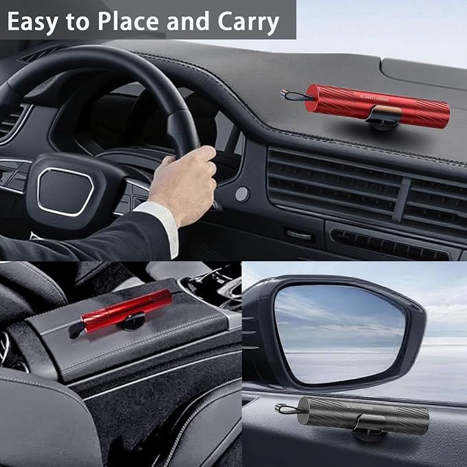 2 Pack Upgraded Safe Hammer,Underwater Glass Breaker,Emergency Window Breaker & Seatbelt Cutter,Car Window Breaker Tool,Glass Breaker and Seatbelt Cutter for Cars