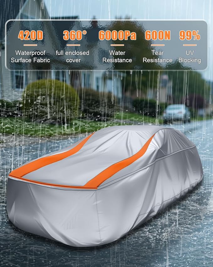 Full Enclosed SUV Car Cover Universal Fit for Wrangler 4 Door/Grand Cherokee,Outback,BMW X5,Lexus RX350,4Runner/Highlander,Pilot,Audi Q5,Macan/Cayenne,Model y,Equinox,Edge,Infiniti QX50/55,MDX