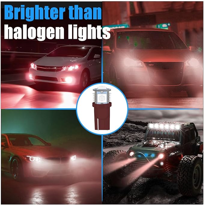 smilfuy 2PCS T10 194 LED Bulbs Tag Lights for License Plate, 6000K Red | Wedge 168 T10 2825 5SMD 5050 Chips LED Bulb, 12V Bulb Replacement for Car Interior Dome Map Door Courtesy License Plate Light