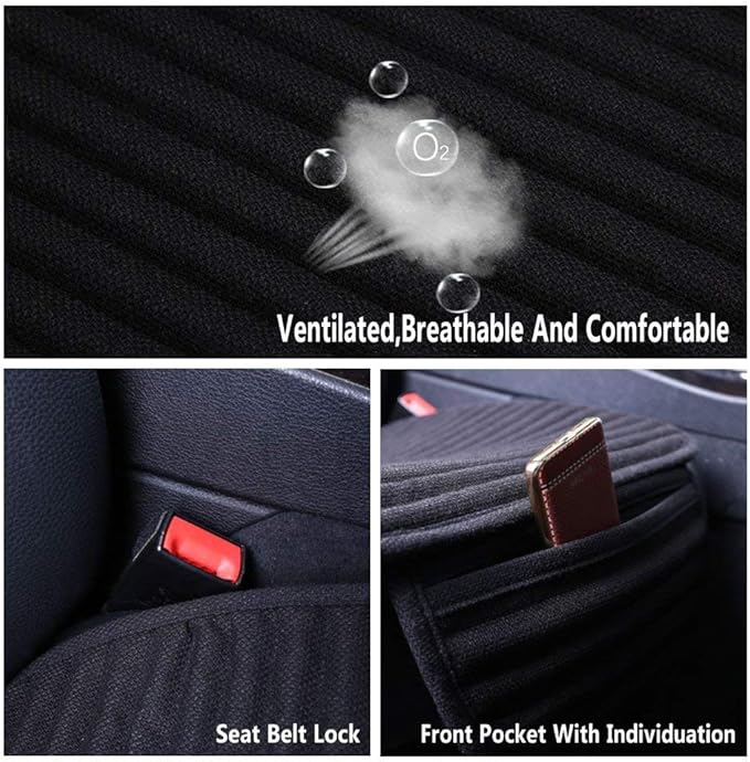 Suninbox Car Seat Covers,Cloth Car Seat Cover,Buckwheat Hull Cooling Car Seat Covers,Universal Car Seat Protector, Breathable Comfortable Ventilated Front Seat Only,Black