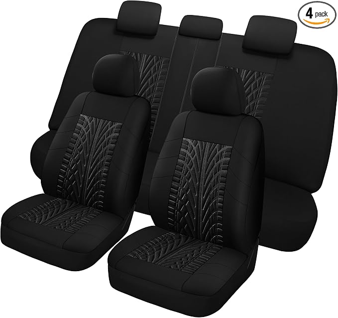 Pariitadin Car Seat Covers Full Set, Washable and Breathable Premium Cloth Automotive Vehicle Seat Cover for Car Interior, Universal Fit for Most Cars, Sedan, Truck, SUV(Black)