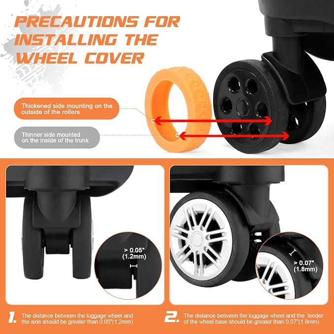 Luggage Wheel Covers, 8 PCS Silicone Wheel Protector Covers for 2-2.6 inches 8-Spinner Wheels, Wear-Resistant, Anti-Noise Wheel Covers for Luggage, Suitcases or Office Chair Caster Wheels (Multicolor)