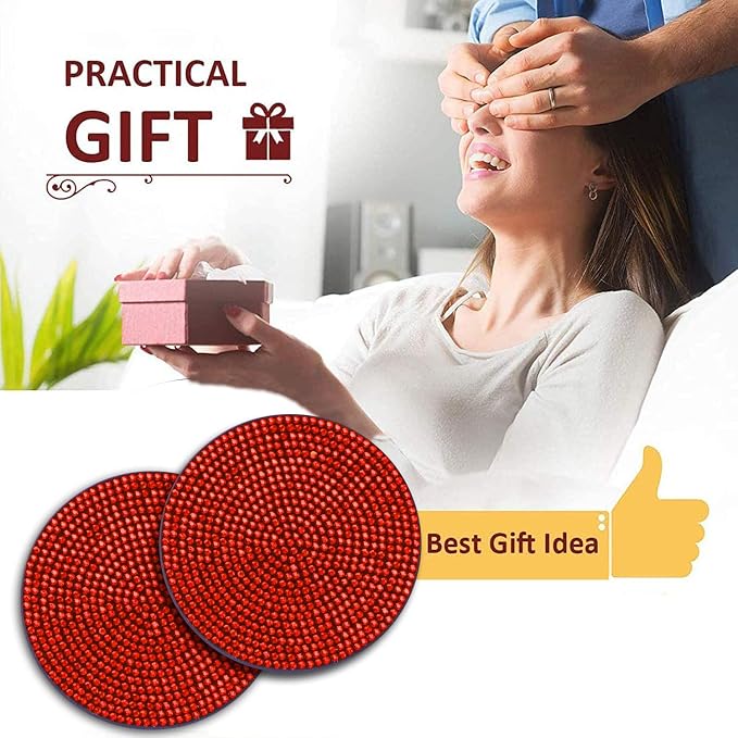 4pcs Bling Cup Holder Insert Coaster- 2.75 inch Silicone Anti-Slip Shockproof, Universal Fashion Car Interior Accessories for Women (red)