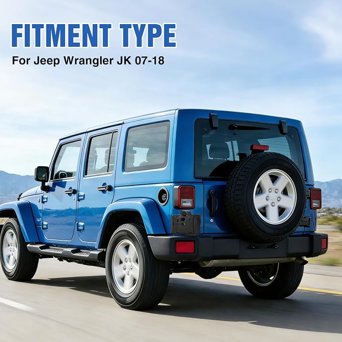 Nilight Rear License Plate Holder with Light for 2007-2018 Jeep Wrangler JK JKU Sahara Rubicon X Sport & Unlimited,Plastic License Plate Mounting Black