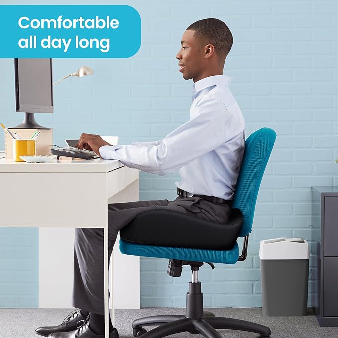 Benazcap Memory Foam Seat Cushion, Ergonomic Office Chair Cushion | Memory foam cushion relieves pressure and supports tailbone comfort for office chairs, cars, wheelchairs and home use.