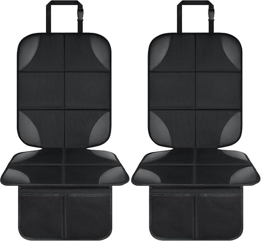 Musclez Car Seat Protectors, Car Seat Covers Waterproof 600D Fabric, Non-Slip Backing & 2 Mesh Pockets Carseat Protector for Baby Child Safety Seats, Pets, Automotive Interior Protection, Pack of 2