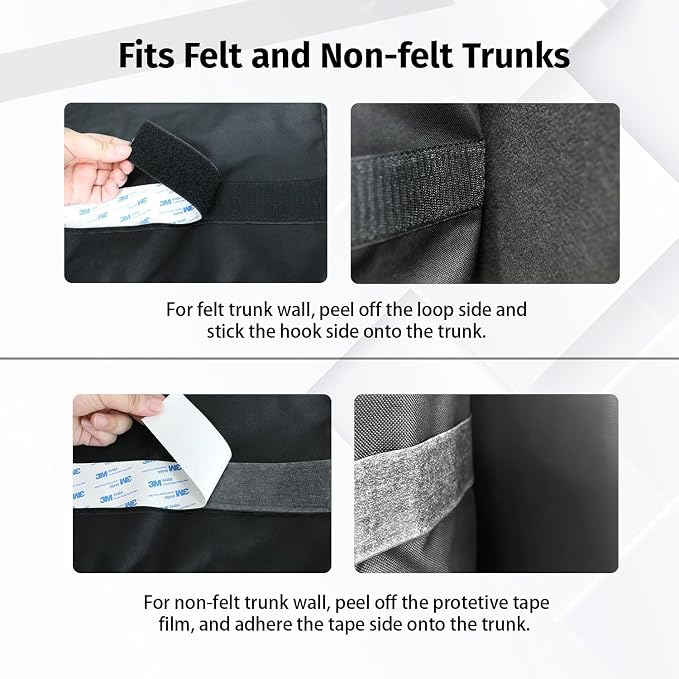 Deluxe Trunk Organizer for Medium or Large Size SUVs & RVs, Backseat Hanging Trunk Organizer, Waterproof Collapsible Car Storage Bag with 6 Pockets, Reinforced No-Sag Design