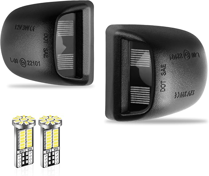 LivTee LED License Plate Light Assembly, Tag Light Fits Chevy Silverado 1500 2500 3500 1999-2013, Tahoe, Suburban, Fits GMC Sierra, Cadillac Escalade, Car Accessories, Housing + T10, 6000K White