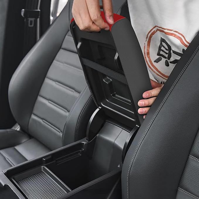 AOMSAZTO Console Covers for 2006-2011 Honda Civic Black with Red Leather
