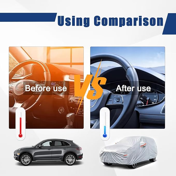 Kayme 6 Layers SUV Car Cover Custom Fit for Nissan Rogue (2007-2025) Waterproof All Weather for Automobiles, Outdoor Full Cover Rain Sun UV Protection.Silver