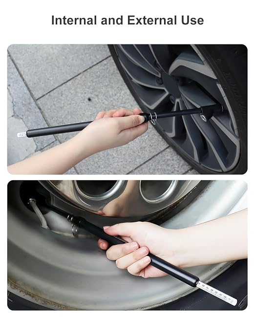 GODESON Heavy Duty Tire Pressure Gauge, 13.5" Dual Head Semi Air Gauge 20-220PSI/2-15Bar for Car, Motor, RV & Truck, Stainless Steel, Accurate & Durable for Tire Pressure Check, Black Pencil Gauges