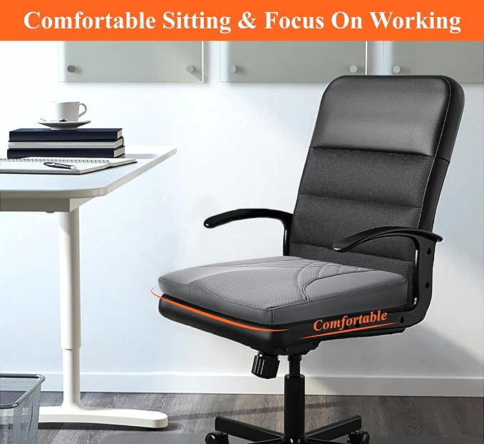 kingphenix Premium Car Seat Cushion, Memory Foam Driver Seat Cushion to Improve Driving View- Coccyx & Lower Back Pain Relief - Seat Cushion for Car, Truck, Office Chair (Leather Gray)