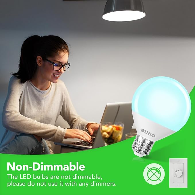 BUBO Globe Light Bulbs 60 Watt Equivalent, Vanity Light Bulbs Daylight White 5000K, Bathroom Light Bulbs Round Light Bulbs, G25 LED Light Bulbs 800 Lumens, E26 Medium Base, 7W, Non-Dimmable, 8 Pack