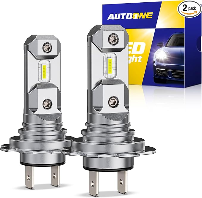AUTOONE H7 LED Light Bulbs, 44,000LM 800% Super Brightness 6500K White, No Adapter Required, Non-Polarity Anti Flicker, 1:1 Mini Size H7LL Fog Light Bulbs for Night Driving, Plug-N-Play, Pack of 2