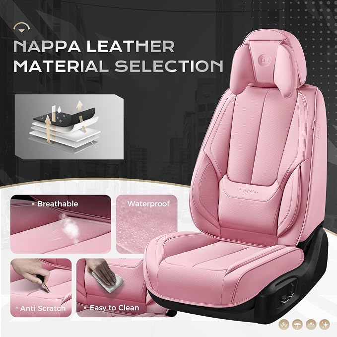 Coverado Car Seat Covers, Seat Covers for Cars, Waterproof Leather Auto Seat Protectors, Leather Car Seat Cushion, Car Interiors Accessories Universal Fit for Most Cars