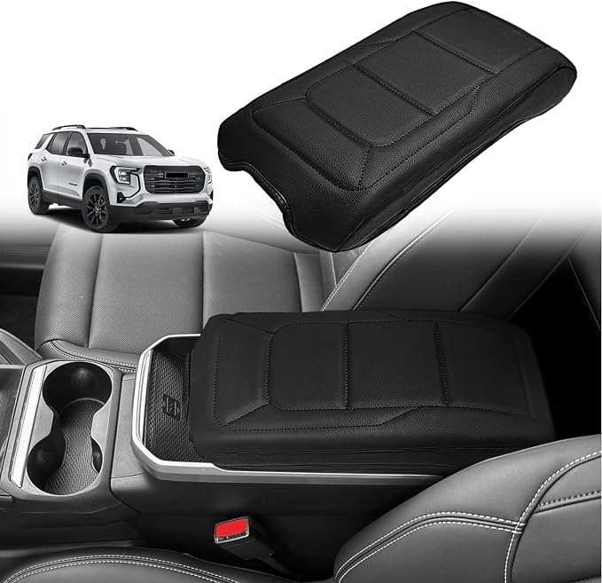 Muslogy Center Console Armrest Cover Fit for GMC Terrain 2025 2026 Accessories, Comfort Armrest Pad Console Lid Cushion Vegan Leather Regular Thick