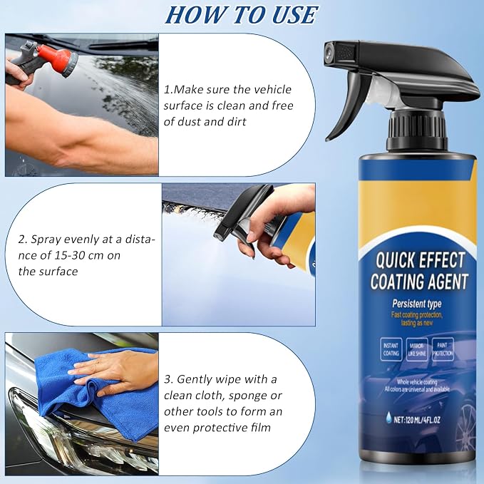Car Quick Effect Coating Agent Spray, 3 in 1 High Protection Quick Car Coatings Spray (1PCS)