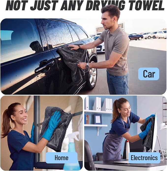 1300GSM Car Drying Towels: 2-Pack Super Absorbent Microfiber Drying Towels Car Detailing (36" x 24") – Zero Streaks, No Scratches, Water Spot Free – Twist Pile & Edgeless Design