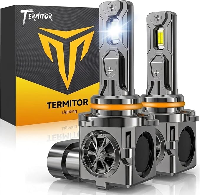 Termitor 9006/HB4 Light Bulbs, 55,000LM 15X Super Brighter Driving Light | 1:1 Halogen Size, 85,000Hrs Lifespan, 6500K White, Plug and Play Driving Light Bulbs, Canbus Ready, Pack of 2
