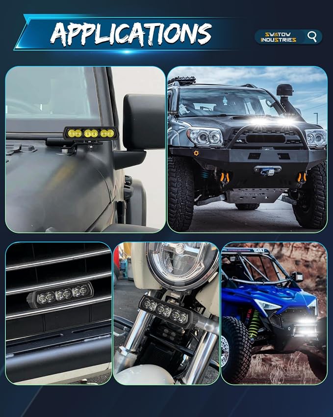 6 Inch CREE LED Light Bar, SWATOW INDUSTRIES 6" Spot Pod Lights Offroad Auxiliary Work Lights Ditch LED Pods Waterproof Fog Light for Truck F150 Wrangler Ram E-Bike Dirt Bike Motorcycle UTV ATV