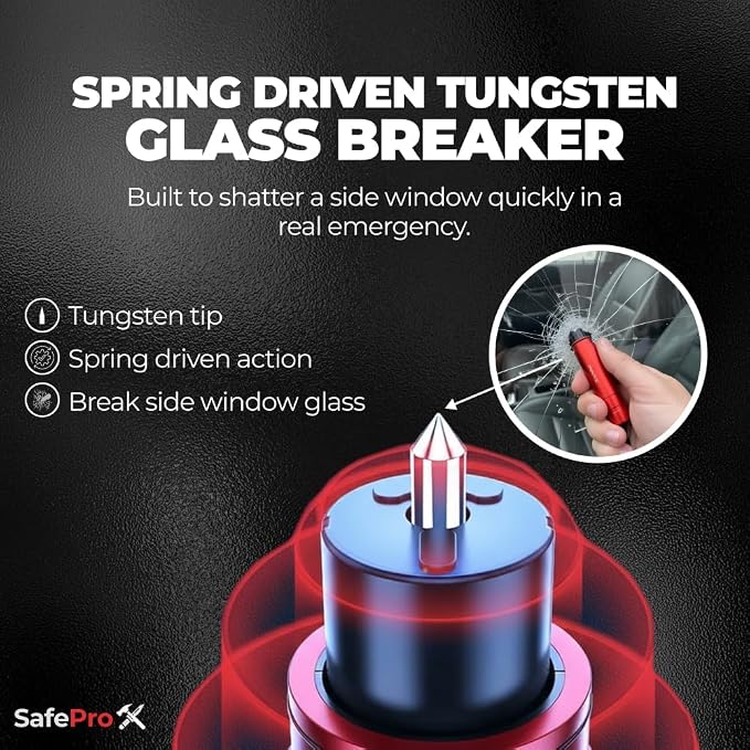 SafeProX 2 in 1 Emergency Escape Tool, Life Saving Car Window Breaker & Seatbelt Cutter - Car Window Hammer for Quick Accident Aid & Safety on The Go with Seat Belt Cutter. (Pack of 2)