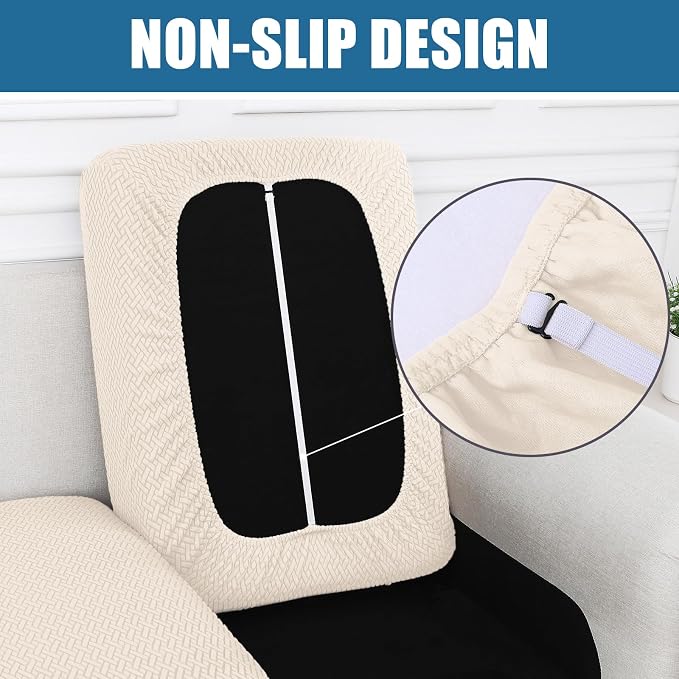Smiry Waterproof Couch Cushion Covers, Stretch Jacquard Thick Sofa Cushion Covers, Washable Seat Slipcover Elastic Furniture Protector for Pets, Kid (2PC, Light Biege)
