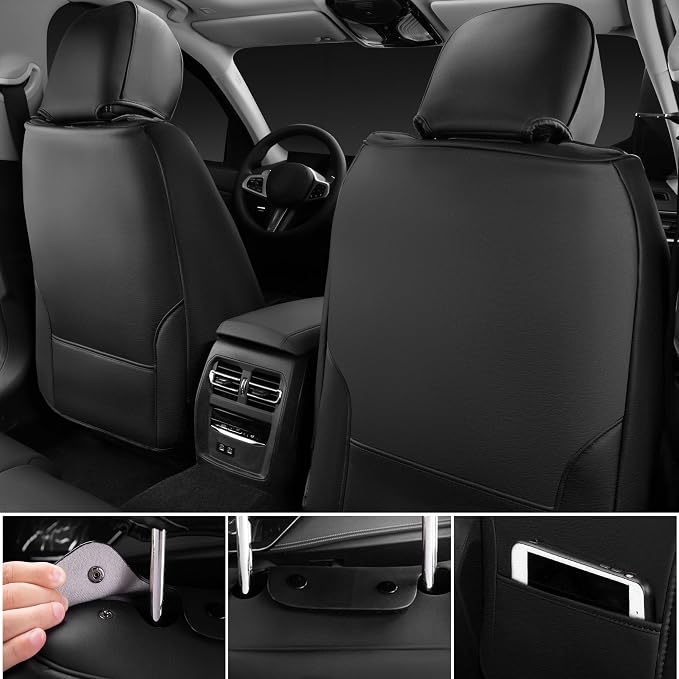 CAR PASS Nappa Leather seat Covers Bling Diamond Car Seat Covers Full Set Universal Cushioned, Waterproof Heavy-Duty Anti-Slip Luxury, Fit for SUV Sedan,Sparkly Glitter Women Crystal Blue Rhinestone