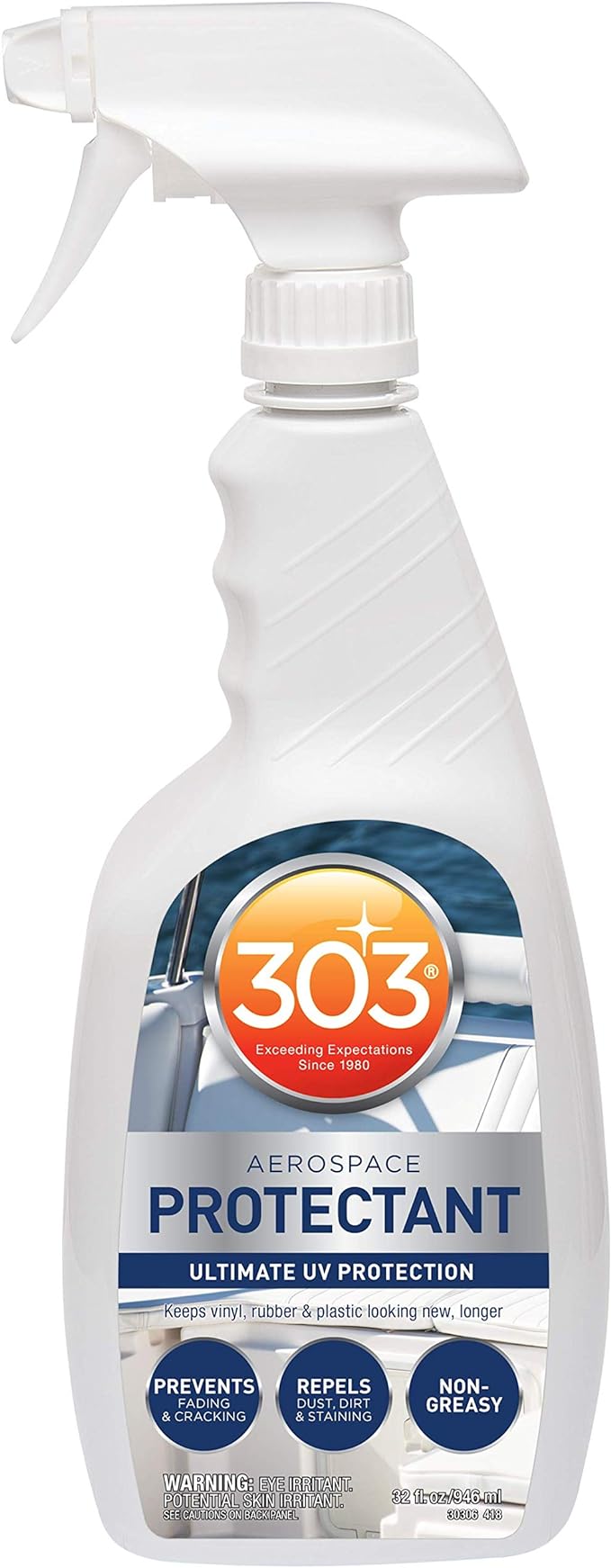 303 Marine Aerospace Protectant for Boat Vinyl, 32 oz | Provides UV protection for marine vinyl and surfaces while helping prevent fading, cracking, and staining.