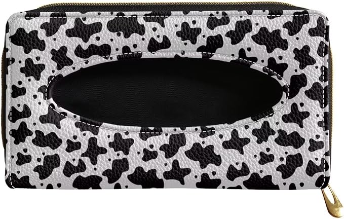Cow Pattern Automotive Sun Visor Napkin Holder Leather Napkin Holder for Car Universal Sun Visor Tissue Holder Fits Most Cars