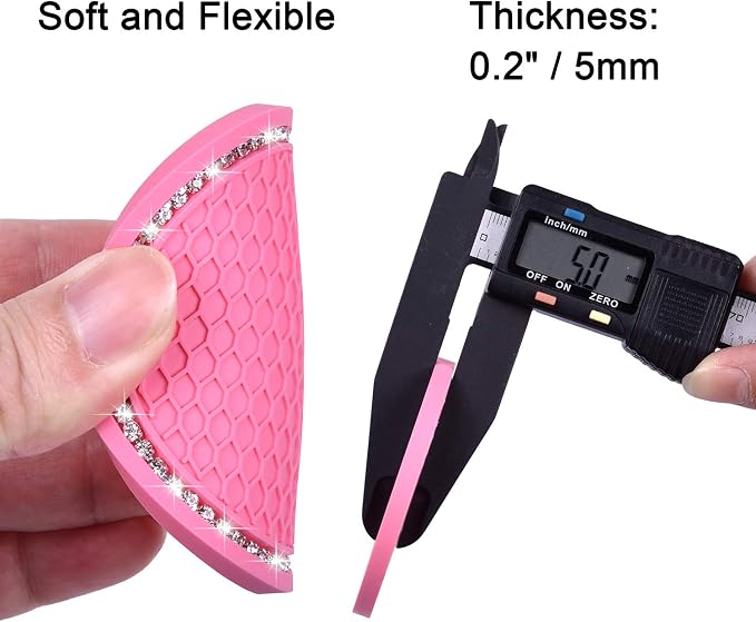 Bling Car Coasters, Wisdompro 4 Pack PVC Car Cup Holder Insert Coaster - Anti Slip Universal Vehicle Interior Accessories Crystal Glitter Cup Mats for Women and Men (2.75" Diameter, Pink)
