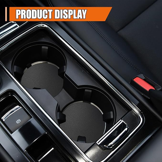 Car Cup Holder Coaster, Leather Anti-Slip Auto Cup Holder Insert Coaster, Shockproof Waterproof Drink Mat, Universal Vehicle Interior Decoration Accessories for Cars, Trucks, SUVs (Black)
