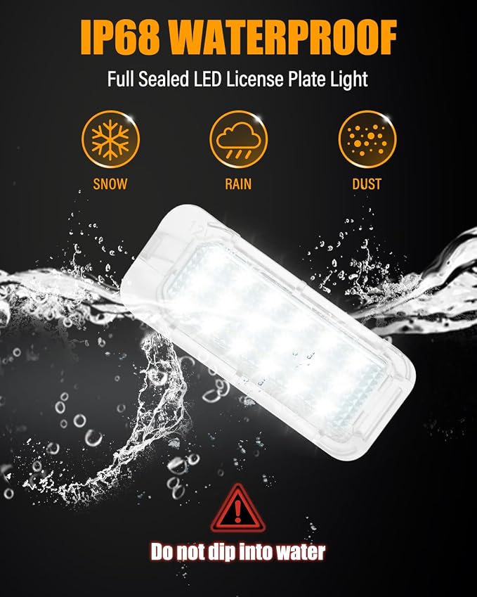 LESAUCE LED License Plate Light for Ford Escape Expedition Exolorer Fusion Fiesta Police SSV Lincoln, 6000K White, IP68 Waterprooof, Tag Lamp Assembly Replacement, Pack of 2