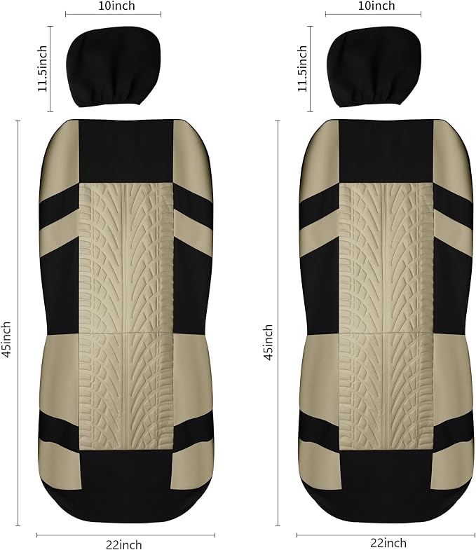 Pariitadin Car Seat Covers Front Pair, Washable and Breathable Seat Covers for Cars, Universal Fit Car Interior Covers for Most Sedan Truck SUV, Black/Beige