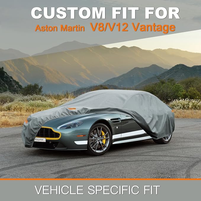 Kayme Heavy Duty Car Cover Custom Fit Aston Martin V8 Vantage,V12 Vantage Coupe Roadster(2006-2025),Waterproof All Weather for Automobiles, Full Exterior Covers Sun Rain UV Protection.