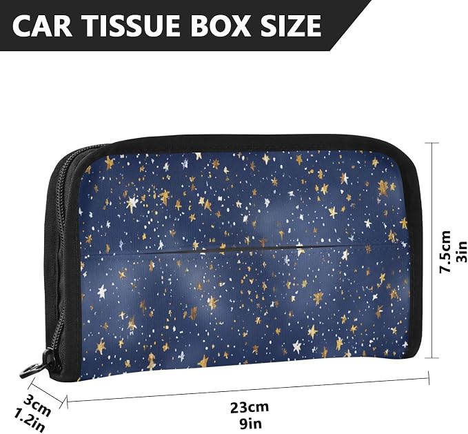 Dreamy Starry Sky Car Tissue Holder Durable Napkin Holder Hanging Tissue Holders Case Car Tissues Bag for Sun Visor Seat Back Universal Auto