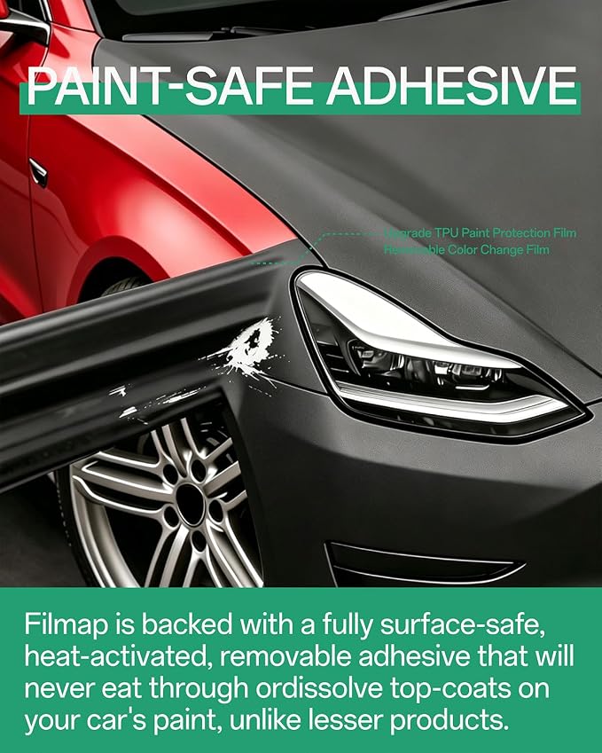 PPF, Dry Apply TPU PPF Vinyl Car Wrap Roll 1ft x 5ft, Paint Protection Vinyl Film (Midnight Black)