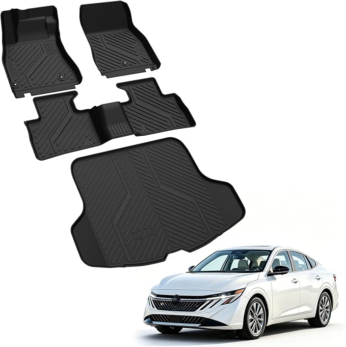LASFIT Floor Mats & Cargo Mat for Nissan Sentra 2026, All Weather TPE Custom Fit Floor Liners with Full Set Car & Trunk Mats Accessories, Black