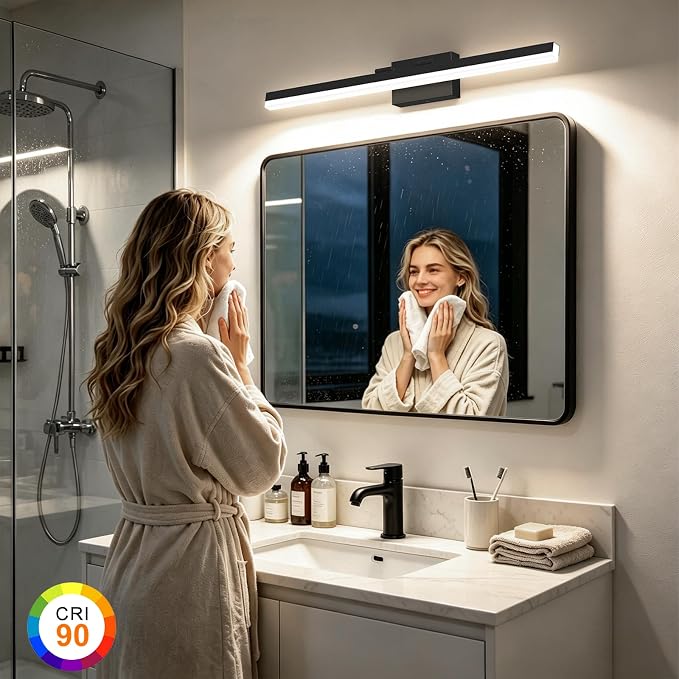 IZORRO Modern Bathroom Vanity Light 40 inch, Rotatable, 32W Dimmable Led Bathroom Light Fixture Over Mirror, Black Vanity Light Bar (5 Color Temperature)
