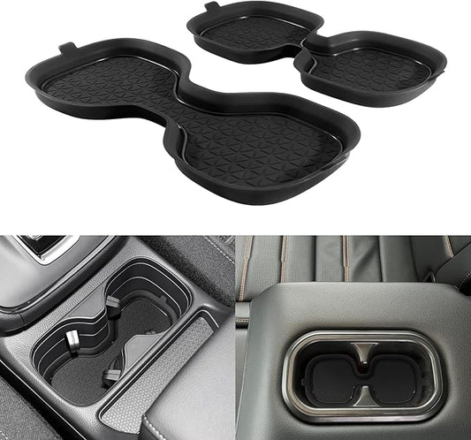 for Honda CRV Accessories 2023 2024 2025 2026 3D Cup Holder Center Console Liner Inserts Silicone Anti-dust Mat Pad Interior Decoration (2 Pcs, Black Trim)