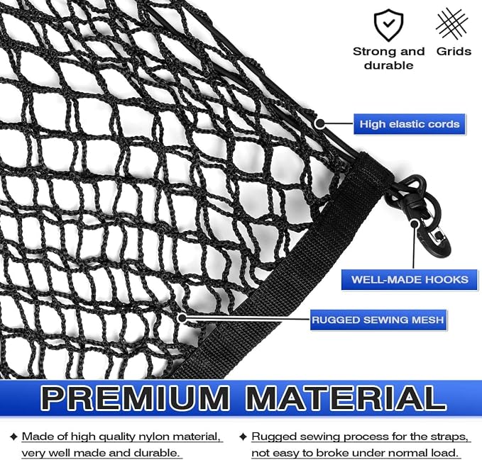 Karltys Envelope Style Cargo Net for Nissan Pathfinder 2022-2024 2025 2026, Highly Elastic Pathfinder Rear Trunk Cargo Net, Heavy Duty Nylon Mesh Storage Netting Organizer with Durable Hooks
