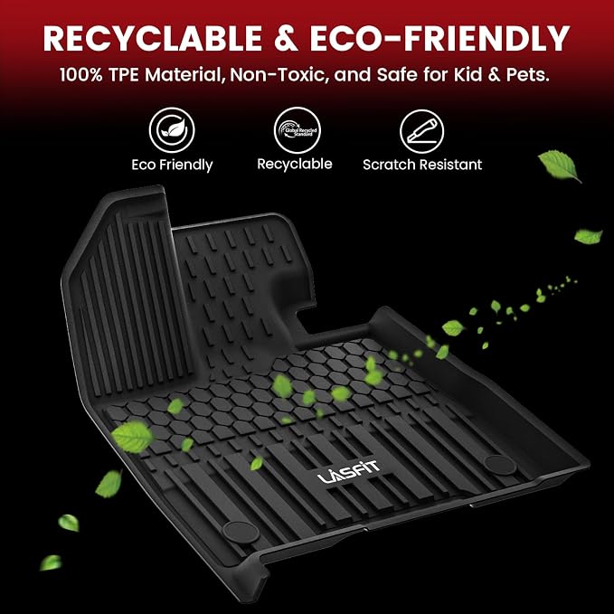 LASFIT Floor Mats for Toyota Sienna 8 Seats 2021-2025 2026 All Weather TPE Custom Fit Floor Liner for Toyota Sienna LE/XLE 8 Passenger Front and Rear Car Mats, Black