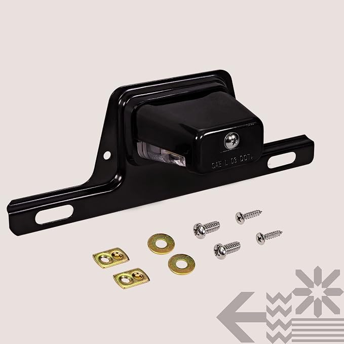 True Mods Black LED License Plate Light for Boat Trailer [Steel Bracket Mount] [DOT FMVSS 108] [SAE L] 12V DC Waterproof Universal Submersible Tag Lamp for Car Work Utility Flat Bed Box Semi Truck RV