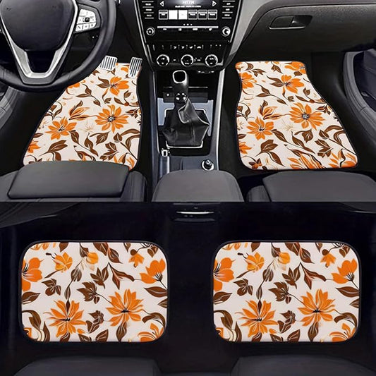 Car Floor Mats Non-Slip Automotive Floor Mats All-Weather Front Rear Car Floor Foot Mat Sets of 4 Pieces Foot Mats Rugs Carpet for Car Trucks SUV Sedans (Fall-01)